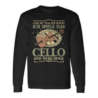 Das Ist Was Ich Mach Ich Spiel Das Cello Und Weiß Dinge Langarmshirts - Geschenkecke