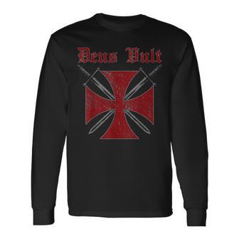 Deusult Helmet Templar Order Templar Holy Cross Langarmshirts - Geschenkecke