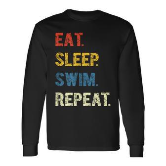 Eat Sleep Swim Repeat Schwimmer Schwimmen Langarmshirts - Geschenkecke