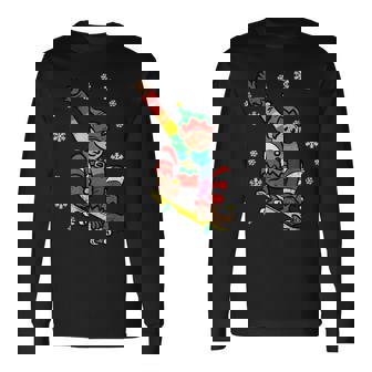 Elf Skateboard Christmas Pajama Xmas LGBT-Q Pride Snowflakes Long Sleeve T-Shirt - Monsterry