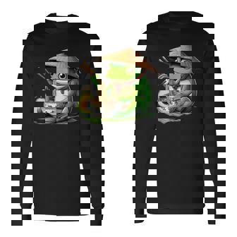 Frog Eating Ramen Kawaii Japanese Noodles Long Sleeve T-Shirt - Thegiftio