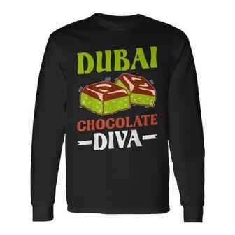 Dubai Chocolate Slogan Langarmshirts - Geschenkecke