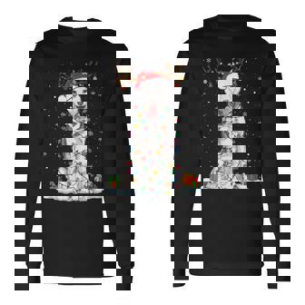 Husky Dog Tree Christmas Lights Xmas Pajama Long Sleeve T-Shirt - Thegiftio