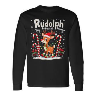 Rudolph The Red Nosed Reindeer Cute Matching Xmas Long Sleeve T-Shirt - Thegiftio UK