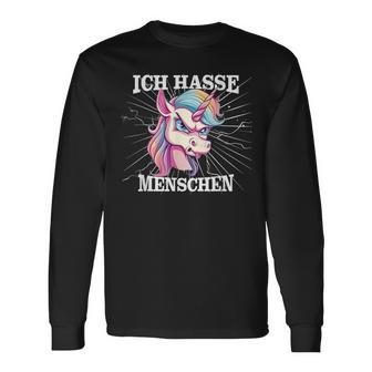 Unicorn Meme Based Ich Hasse Menschen Langarmshirts - Geschenkecke