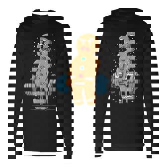 Gingerbread Weightlifting Workout Bodybuilding Long Sleeve T-Shirt - Thegiftio UK