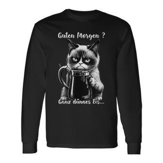 Guten Morgen Ganz Thin Eis Cat Kaffee Langarmshirts - Geschenkecke