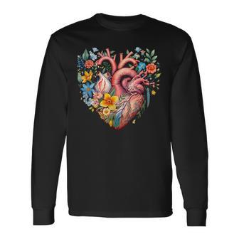 Herz Blumen Menschliches Organ Anatomie Liebe Langarmshirts - Geschenkecke