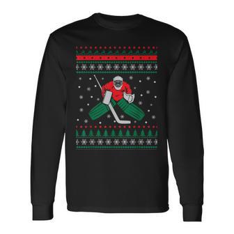 Hockey Goalie Player Christmas Youth Ice Hockey Lover Boys Long Sleeve T-Shirt - Thegiftio UK