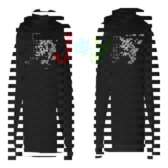 Joy Christmas Leopard Print Plaid Pajama Snowflake Xmas Long Sleeve T-Shirt - Monsterry