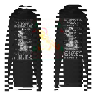 Merry Crickets Bearded Dragon Ugly Sweater Christmas Pajama Long Sleeve T-Shirt | Seseable FR