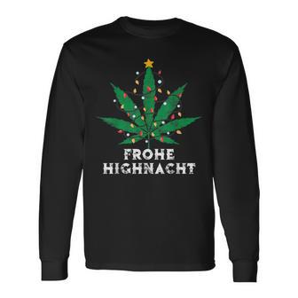 Merry Highnacht Christmas Hemp Leaf Word Game Langarmshirts - Geschenkecke