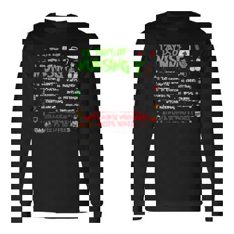 Nurses Merry Christmas 12 Days Of Nursing Xmas Pajamas Long Sleeve T-Shirt | Mazezy