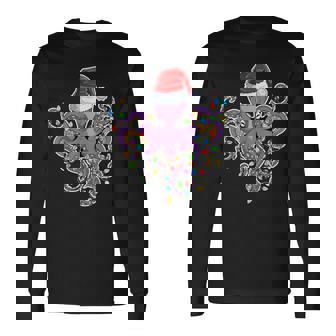 Octopus Wearing Santa Hat Xmas Octopus Lover Christmas Long Sleeve T-Shirt | Seseable UK