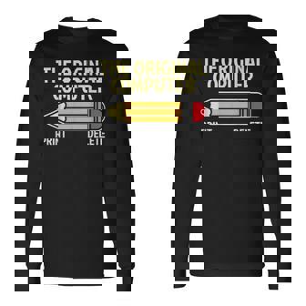 The Original Computer Vintage Print Delete Pencil Long Sleeve T-Shirt | Mazezy