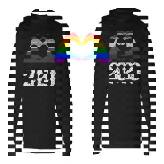 Pride 2020 Gay Pride Rainbow Hands Heart New Years Premium Long Sleeve T-Shirt - Monsterry
