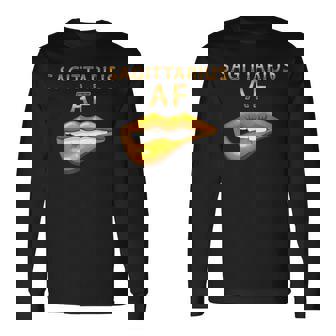 Sagittarius Af Gold Sexy Lip Birthday Long Sleeve T-Shirt - Monsterry