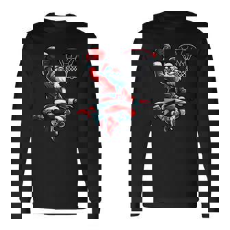 Santa Claus Dunking A Basketball Christmas Basketball Long Sleeve T-Shirt - Monsterry