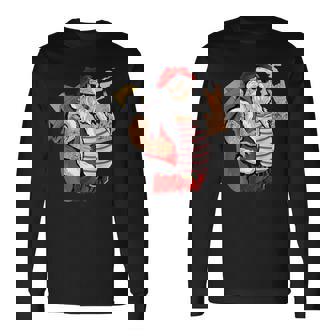 Santa Tattoo Retro Sunglasses Christmas Xmas Long Sleeve T-Shirt - Monsterry