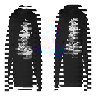 Santa Unicorn Boba Bubble Tea Christmas Kawaii Xmas Long Sleeve T-Shirt | Mazezy