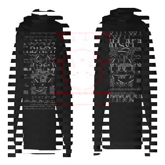 Satanic Christmas Hail Santa For Baphomet And Satan Fan Long Sleeve T-Shirt - Monsterry