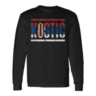 Serbian Last Name Kostic With The Flag Of Serbia Langarmshirts - Geschenkecke