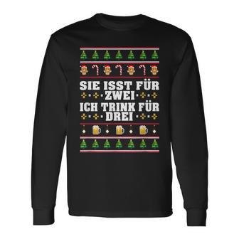 Sie Isst Für Zwei Ich Trink Drei Werdender Father S Langarmshirts - Geschenkecke