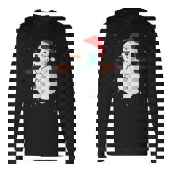 Snowman Doctor Hospital Coat Christmas Xmas Snow EMT Long Sleeve T-Shirt - Monsterry