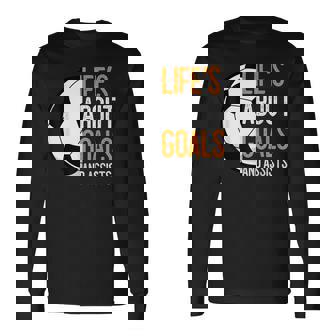 Soccer Boys In 'Life's About Goals' To Boys Soccer Long Sleeve T-Shirt | Mazezy
