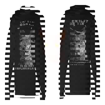Sorry I Can't I Have Plans With My Cat Gray Cat Long Sleeve T-Shirt - Thegiftio