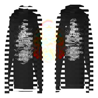 Tattoo Santa Biker Santa Claus Christmas Beer Belly Xmas Tank Top Long Sleeve T-Shirt - Monsterry