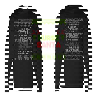 Ugly Nurse Christmas Doctor Santa Claus Xmas Winter Long Sleeve T-Shirt - Monsterry