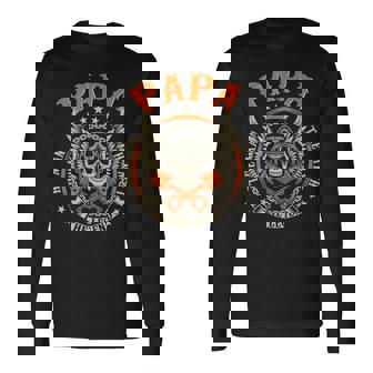 Vintage Biker Papa Motorcycles Biker For Fathers Day Mens Long Sleeve T-Shirt - Monsterry