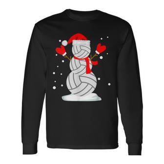 Volleyball Snowman Christmas Shirts T-Shirt Long Sleeve T-Shirt - Monsterry