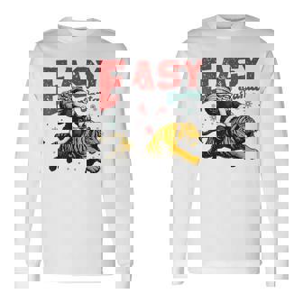 Easy Santa Riding Tiger Vintage Christmas Santa Claus Xmas Long Sleeve T-Shirt - Monsterry