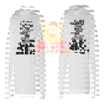 Mrs Reindeer Family Group Christmas Buffalo Red Plaid Long Sleeve T-Shirt - Monsterry