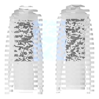Ocean Life Sea Whale Dolphin Beach 90S Vintage Graphic Long Sleeve T-Shirt - Thegiftio