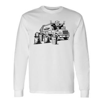 Vintage Trump Garbage Truck Waste Management 47Th President Long Sleeve T-Shirt | Mazezy
