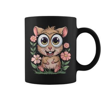 Adorable Hamster With Flowers Cute Cartoon Animal Graphic Print Coffee Mug - Monsterry