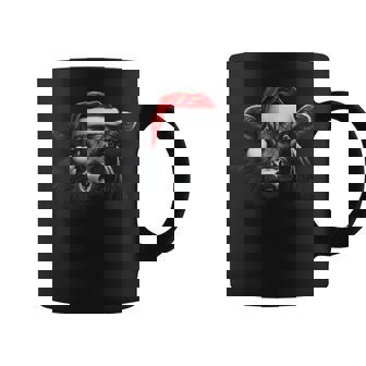 Angus Rancher Christmas Hat Cow Santa Hat Black Coffee Mug - Seseable
