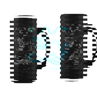 Blue Green Sea Serpents Snakes Dragons Marine Reptile Lovers Premium Graphic Print Coffee Mug - Monsterry