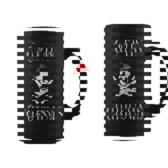 Captain Christmas Holiday Pirate Skull Santa Hat Boating Tank Top Graphic Print Coffee Mug - Monsterry