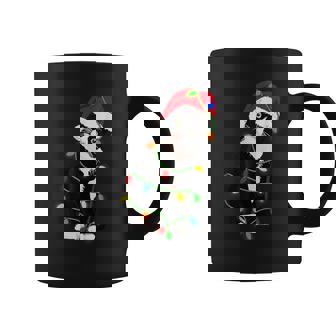 Cat Meow Santa Tuxie Christmas Tree Lights Cat Catmas Graphic Print Coffee Mug - Monsterry