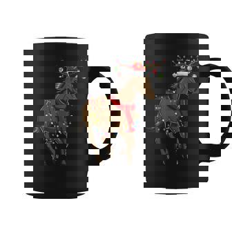 Christmas Horse Holiday Lights With Antlers And Ornaments Tank Top Graphic Print Coffee Mug - Monsterry