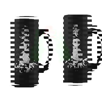 Creepy Snowman Happy About Cold Winter I Hate Winter Graphic Print Coffee Mug - Monsterry