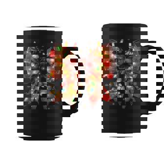 Cute Classic Bow With Glowing Christmas Lights Graphic Print Coffee Mug - Monsterry