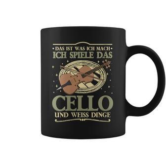 Damen Das Ist Was Ich Mach Ich Spiele Das Cello Und Weiss Dinge Mit-Ausschnitt Tassen - Geschenkecke