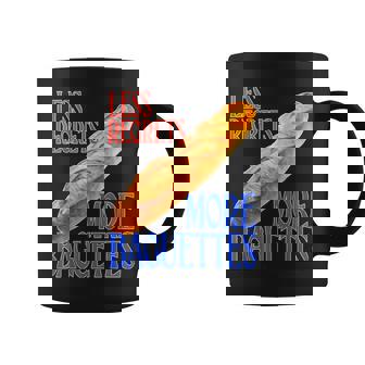 Funny French Quote Less Regrets More Baguettes Cool Graphic Print Coffee Mug - Monsterry