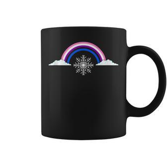 Genderfluid LGBTQ Rainbow And Snowflake LGBT Holidays Tank Top Graphic Print Coffee Mug - Monsterry