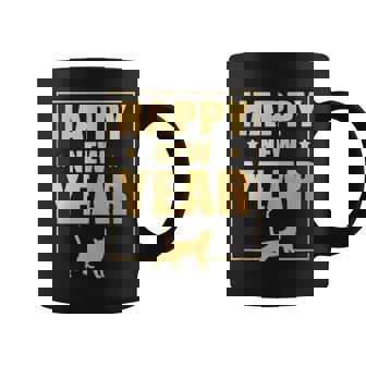 Happy New Year Cat Owner New Years Eve Cat Silhouette Tank Top Graphic Print Coffee Mug - Monsterry